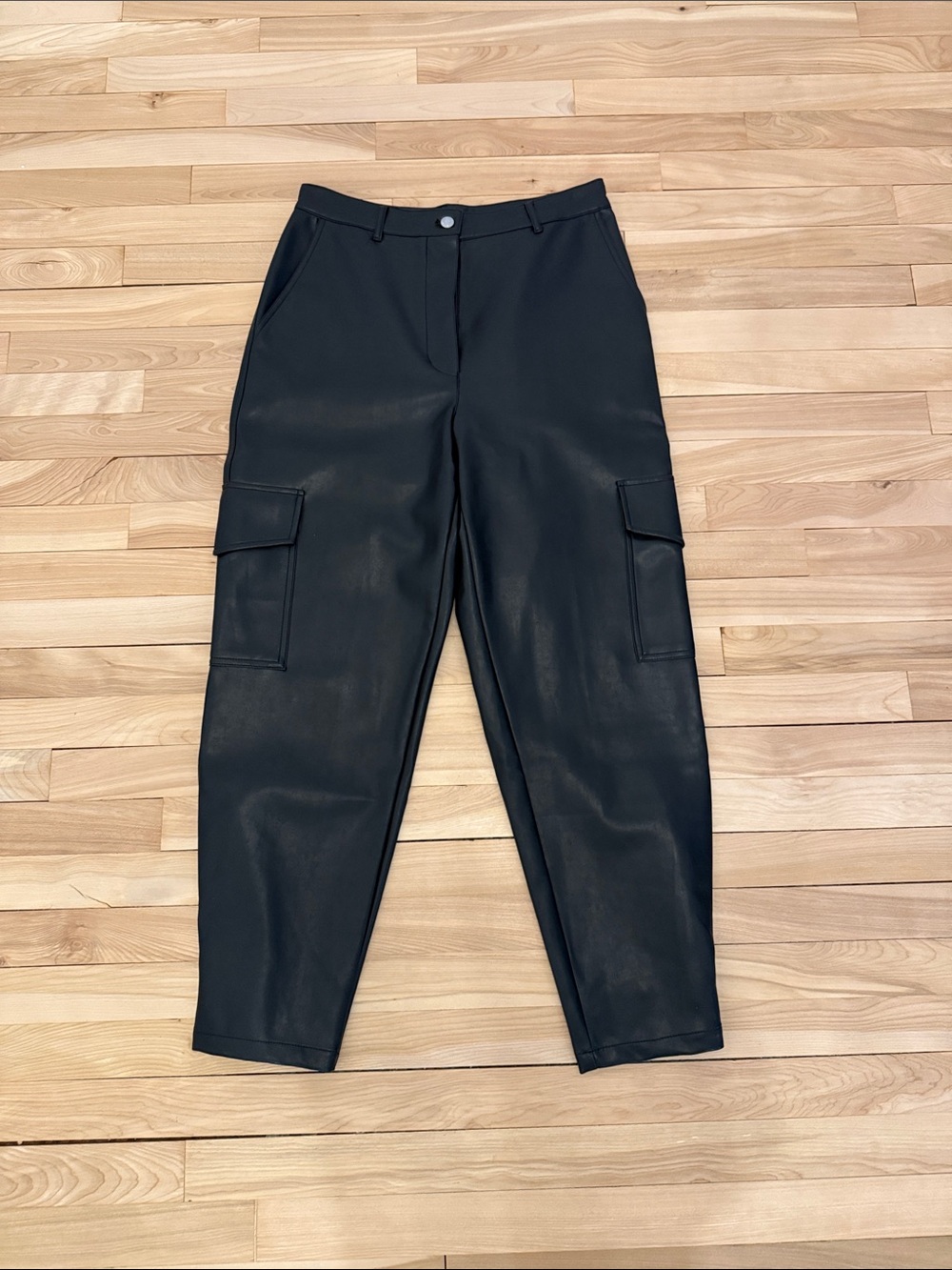 Aritzia Wilfred free Black Faux Leather Cargo Pants